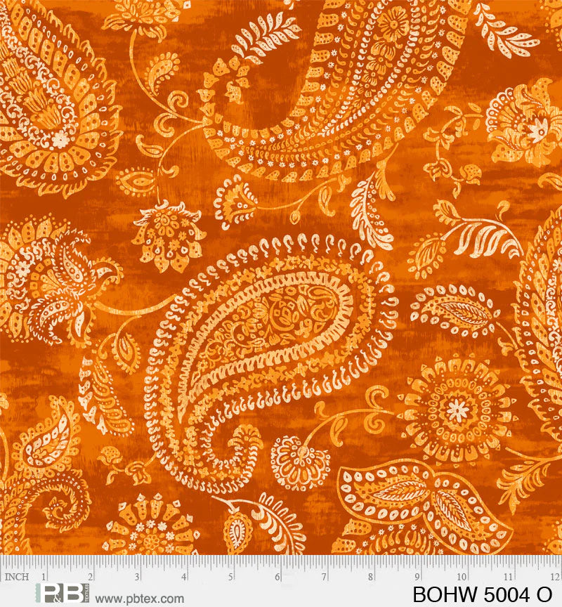 Bandana Blaze Orange Paisley, 100% Quilt Cotton, Fabric by the Yard -   Hong Kong