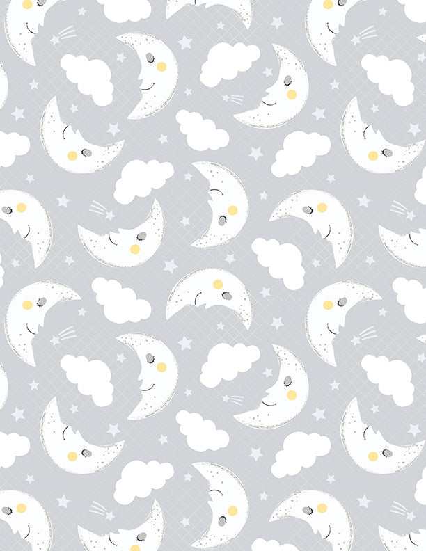 Circles and Dots in White / Yellow / Grey, Juvenile Flannel Fabric, 44  Wide, 100% Cotton