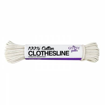 All-Purpose Weather Resistant Clothesline Cord - Cotton Cloth Braided Rope  - 1 Line x 50 Feet - White