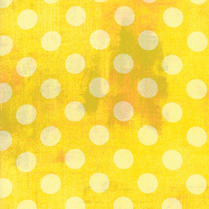 White on Yellow Polka Dot Fabric, Cotton Fabric