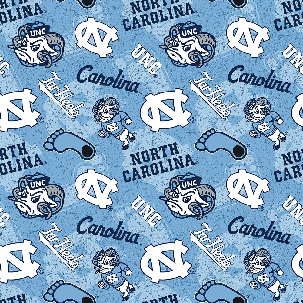 College Prints Quilting Fabric - UNC Mascots on Tone on Tone Blue Univ –  Cary Quilting Company