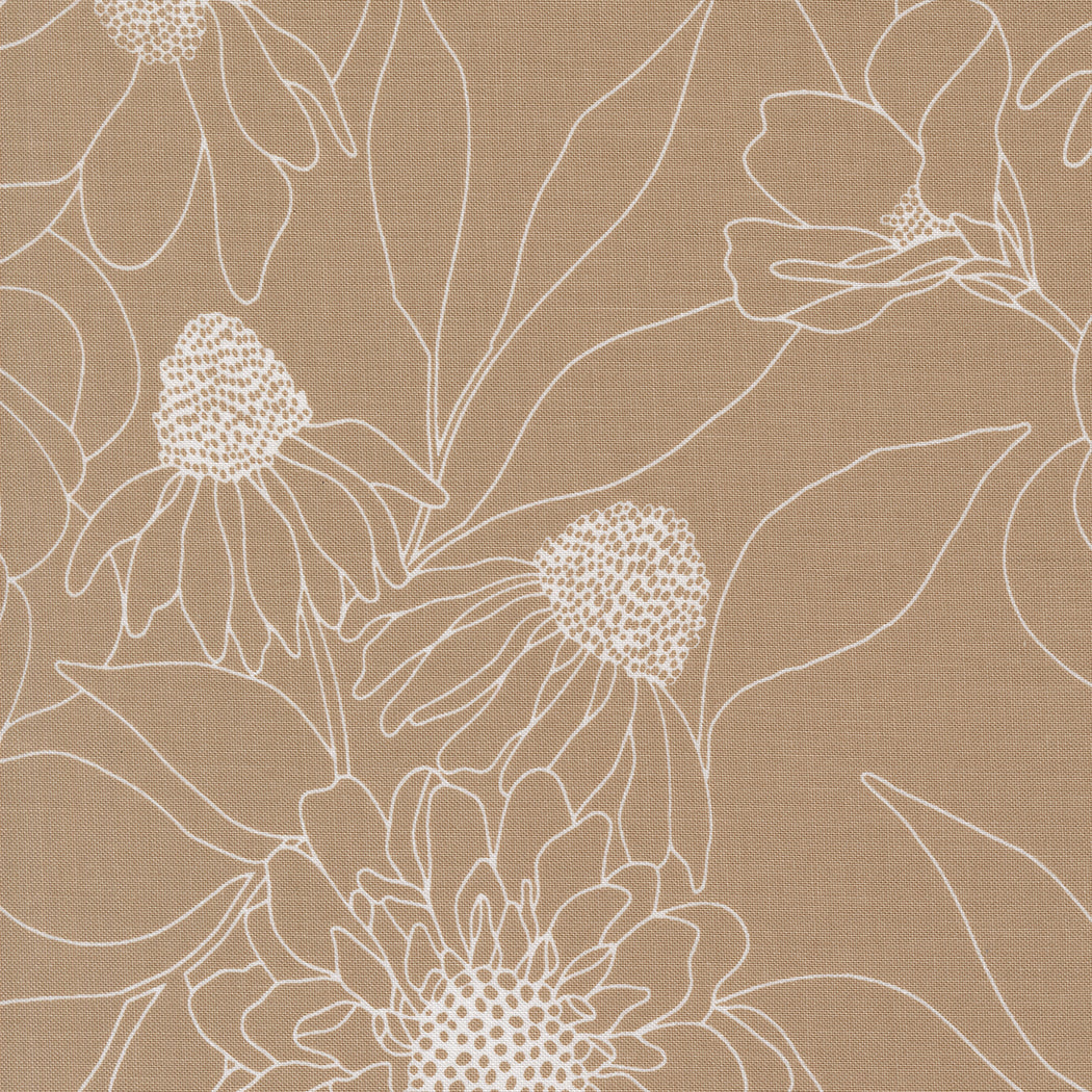 108" Botany Quilt Backing Fabric - Etched Floral in Earth Tan - 108029 13