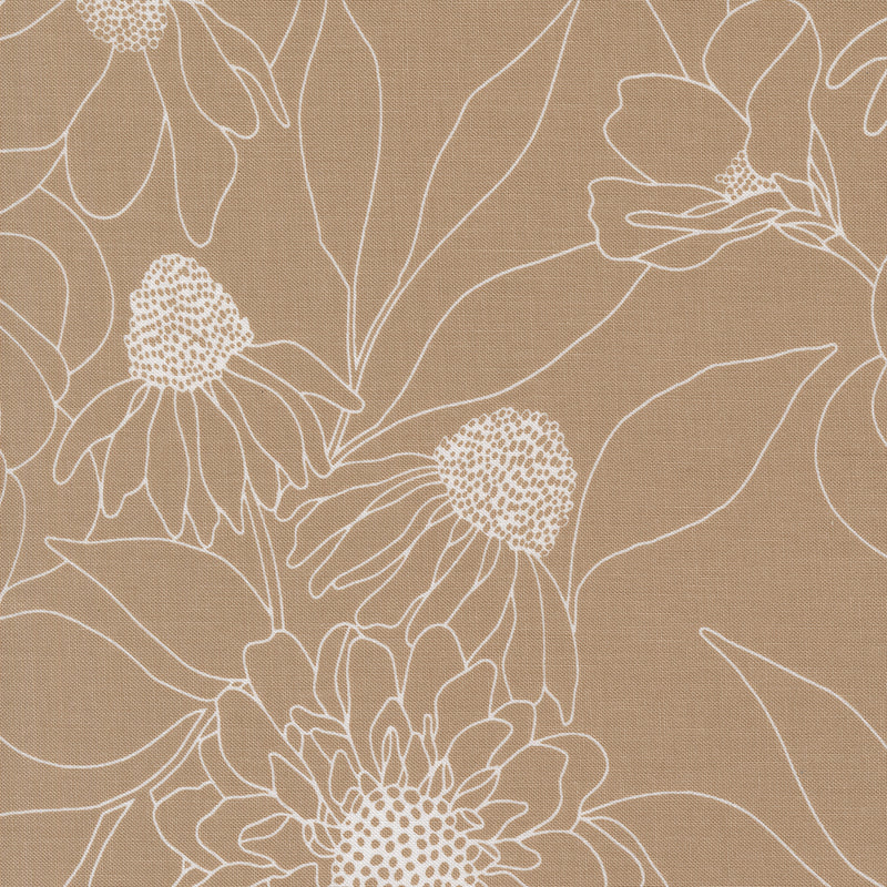 108" Botany Quilt Backing Fabric - Etched Floral in Earth Tan - 108029 13