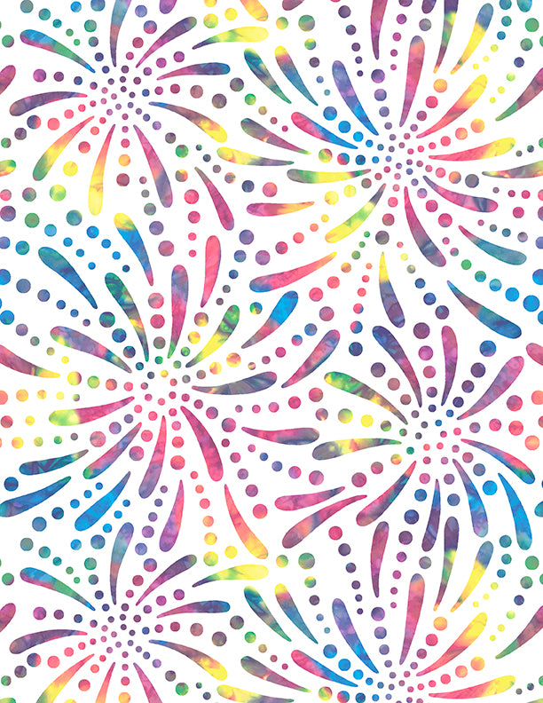 108" Fireworks Essentials Quilt Backing Fabric - Fireworks in White/Multi - 1054 2090 154