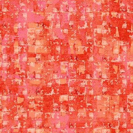 108" Glaze Quilt Backing Fabric - Abstract Squares in Coral Pink/Orange - 3476-33