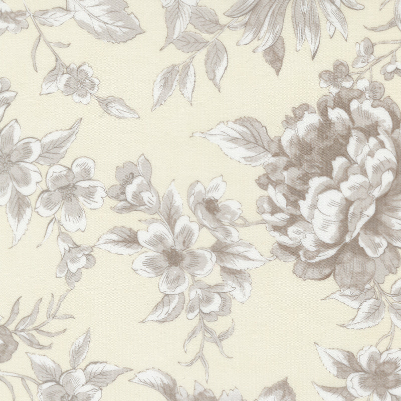 108" Sandalwood Quilt Backing Fabric - Camellia Floral in Opal Cream - 108019 11