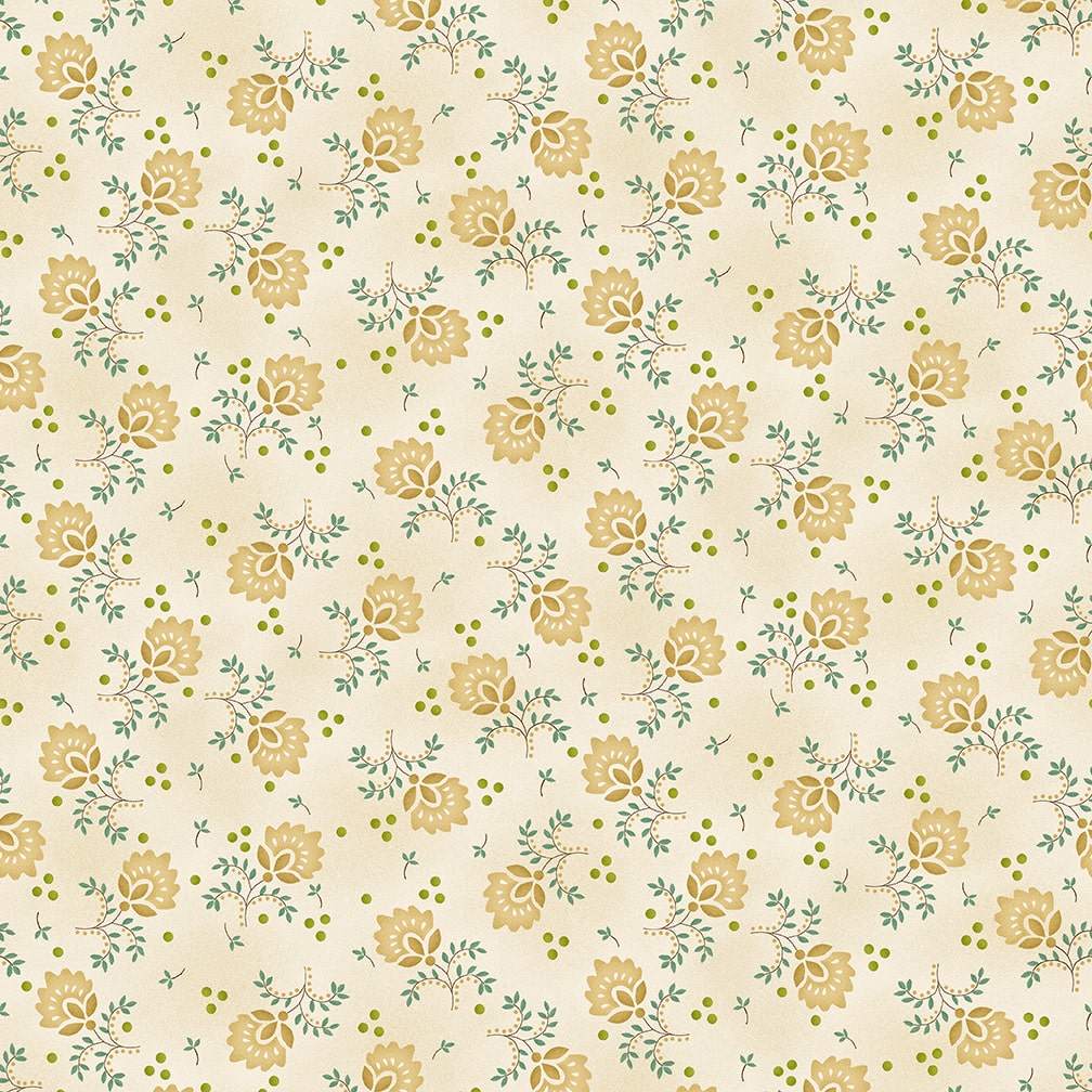 108" Spiced Favorites Quilt Backing Fabric by Kim Diehl - Delicate Floral in Wheat Cream - 1833-40