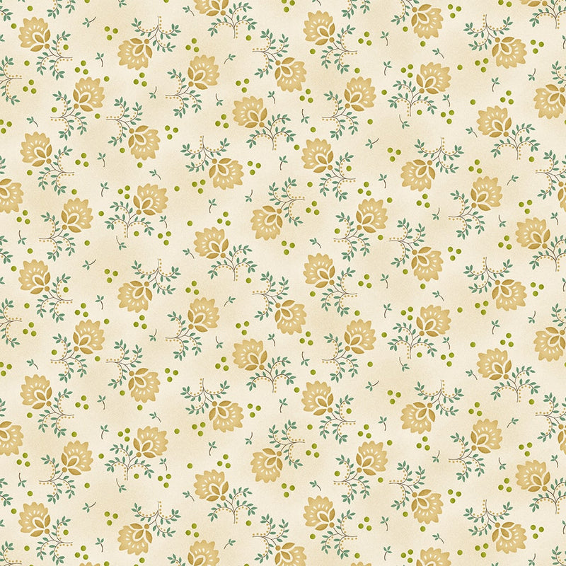 108" Spiced Favorites Quilt Backing Fabric by Kim Diehl - Delicate Floral in Wheat Cream - 1833-40