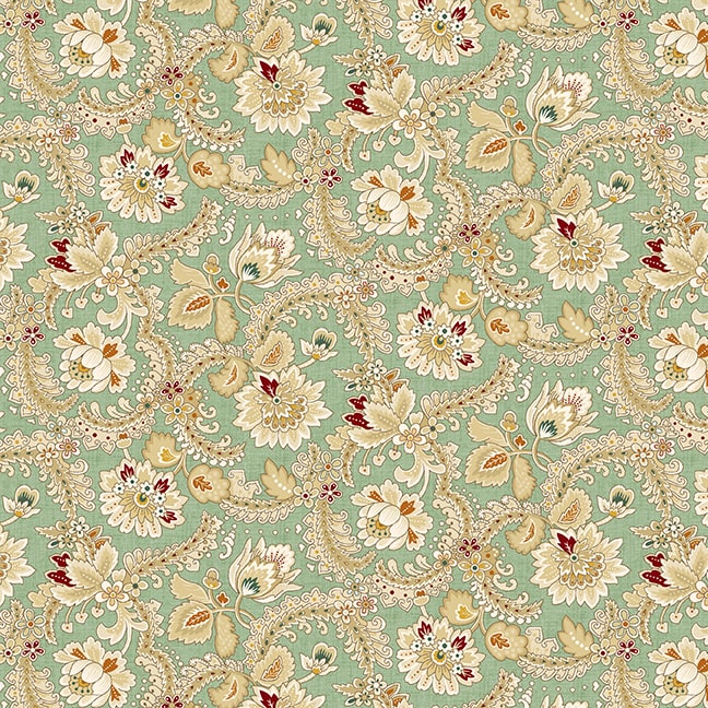 108" Spiced Favorites Quilt Backing Fabric by Kim Diehl - Fancy Foulard in Sea Mist Green - 1832-11