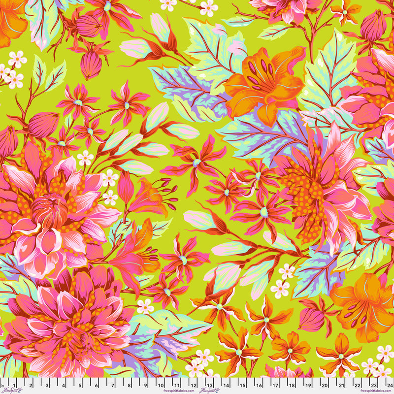 108" Untamed Quilt Backing Fabric by Tula Pink - Hello Dahlia Wide in Lunar Green - QBTP017.LUNAR