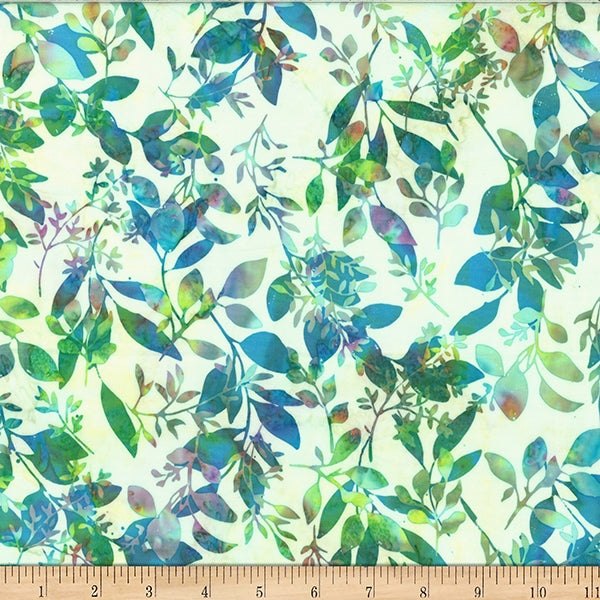 2024 Hoffman Challenge Fresh Meadow Batik Quilt Fabric - Foliages in Cream/Multi - W2574-713-Tropical