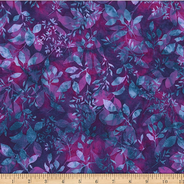 2024 Hoffman Challenge Fresh Meadow Batik Quilt Fabric - Foliages in Grape Juice Purple - W2574-382-Grape-Juice