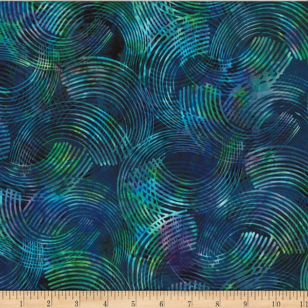 2024 Hoffman Challenge Fresh Meadow Batik Quilt Fabric - Organic Lines in Hummingbird Blue/Multi - W2572-295-Hummingbird