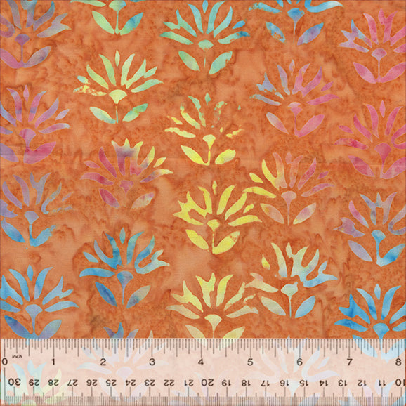 Candy Blossom Batik Quilt Fabric by Jacqueline de Jonge - Lotus in Coral - 3520Q-X