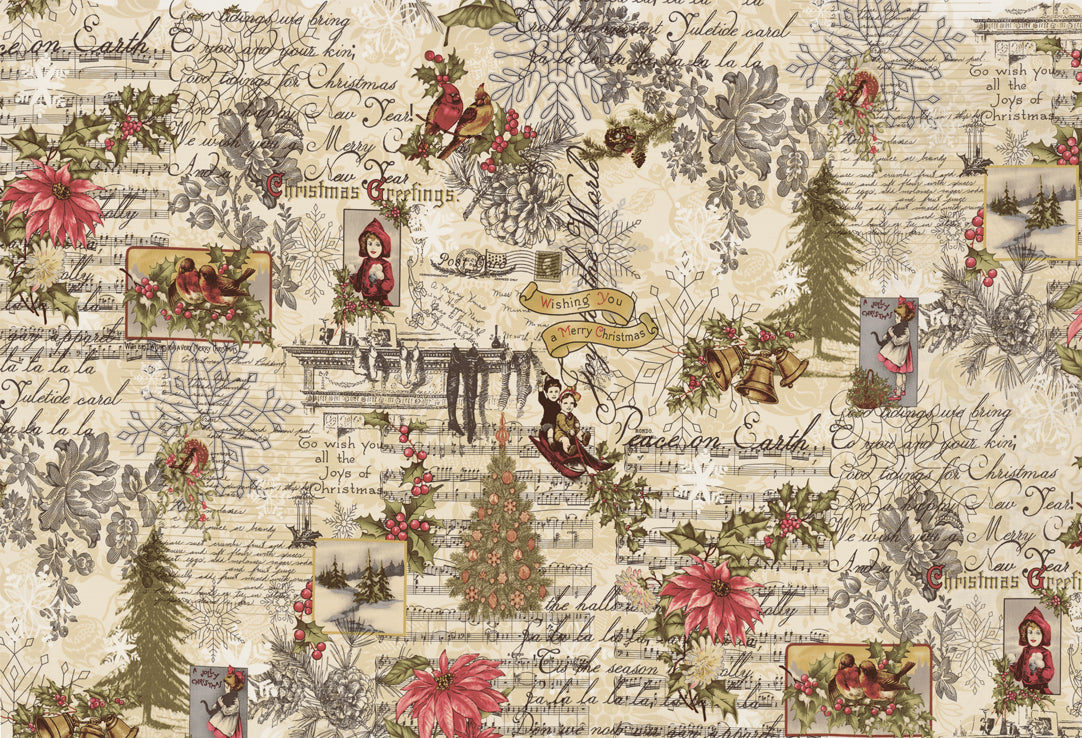 3 Sisters Favorites Collages Quilt Fabric - Marche de Noel Collage - 44368 11