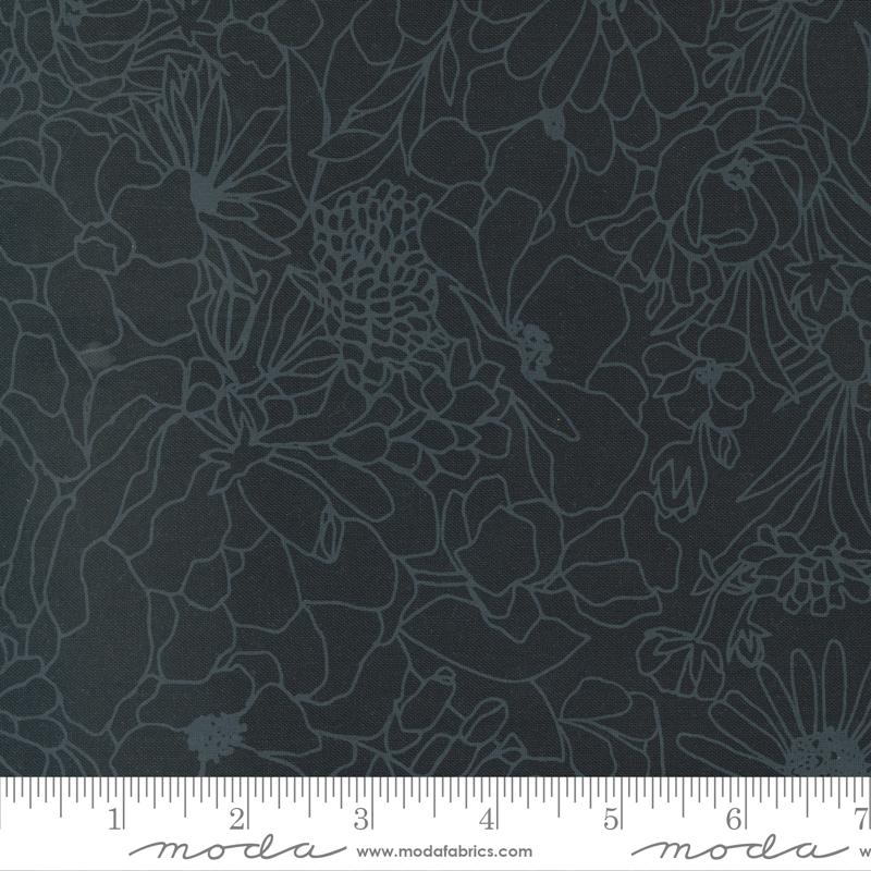 Gilded Quilt Fabric - Black Floral on Ink - 11533 14