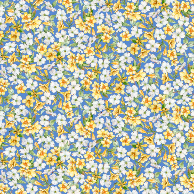 ACSH 2024 All Carolinas Shop Hop Quilt Fabric - Dogwood Floral in Wedgwood Blue - 2600 30571 W