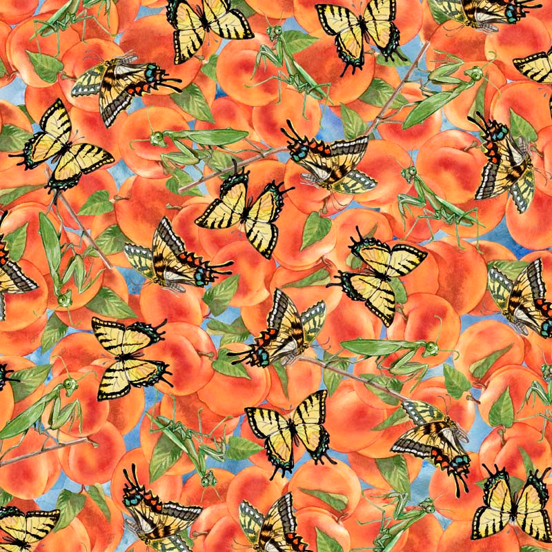 ACSH 2024 All Carolinas Shop Hop Quilt Fabric - Peaches and Insects in Peach - 2600 30568 C