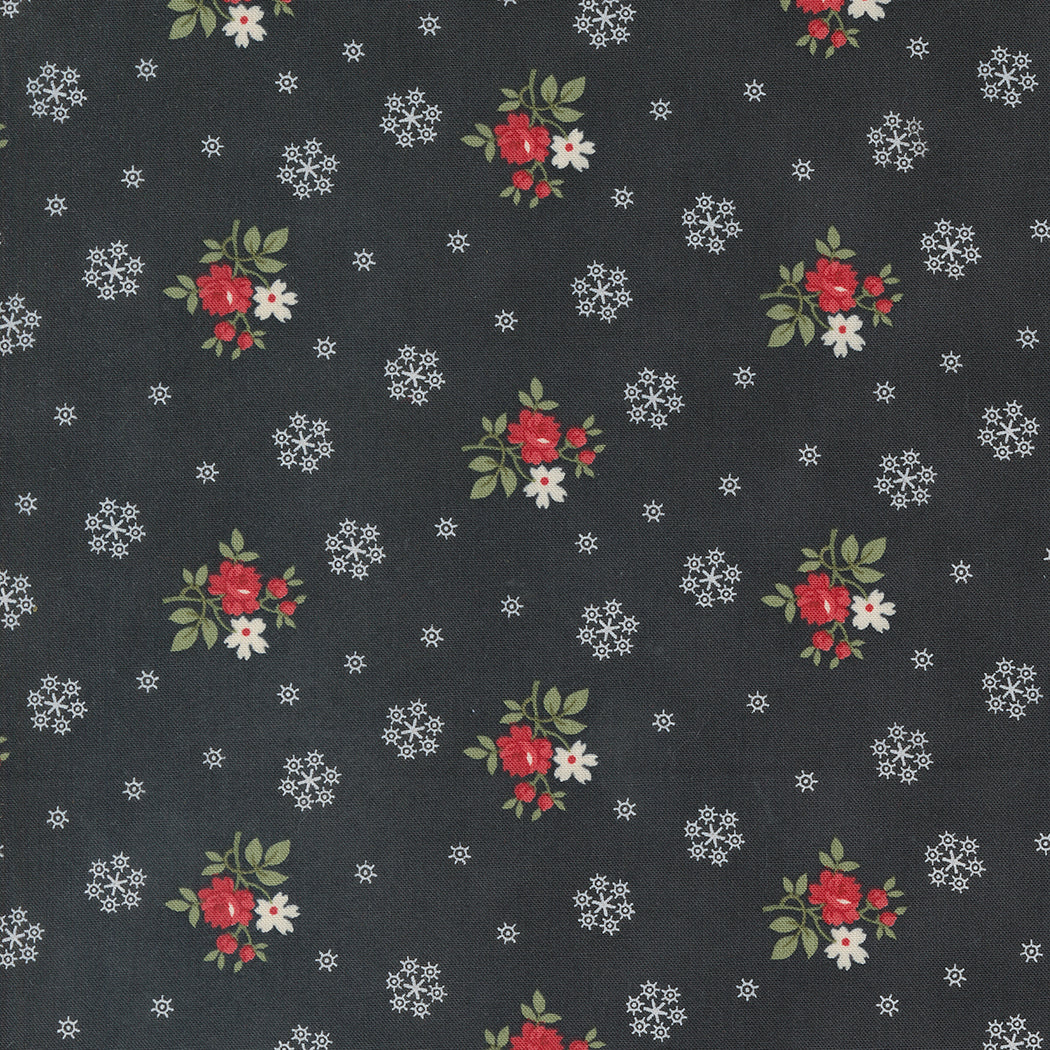 A Christmas Carol Quilt Fabric - Floral Flurries in Ebony Black - 44355 16