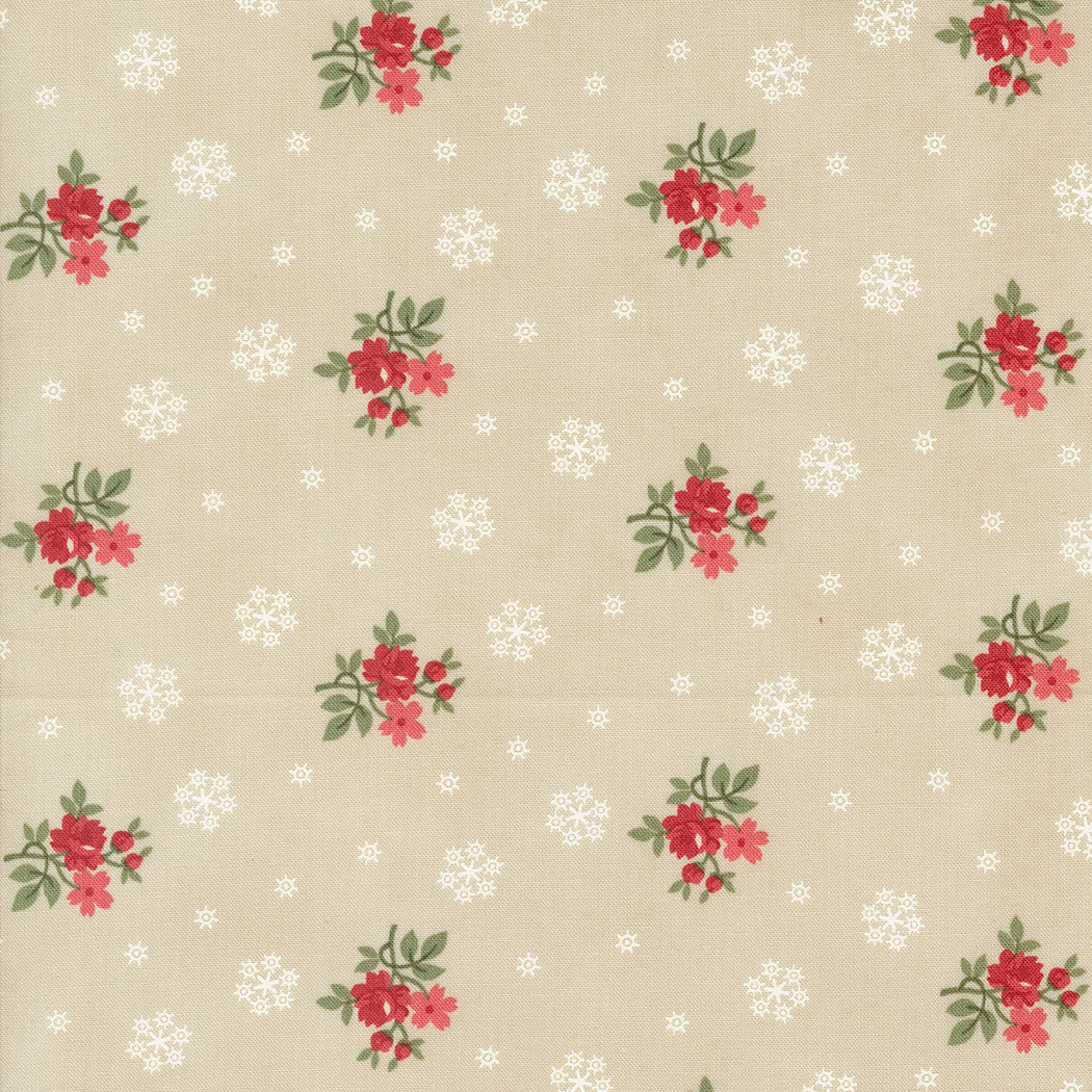 A Christmas Carol Quilt Fabric - Floral Flurries in Parchment Tan - 44355 12