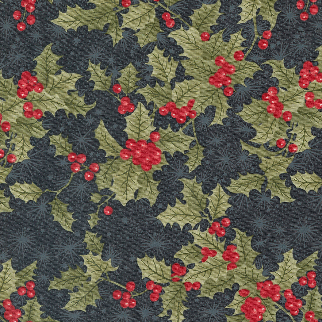 A Christmas Carol Quilt Fabric - Holly Berry in Ebony Black - 44352 16