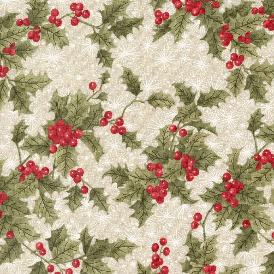 A Christmas Carol Quilt Fabric - Holly Berry in Parchment Multi - 44352 12