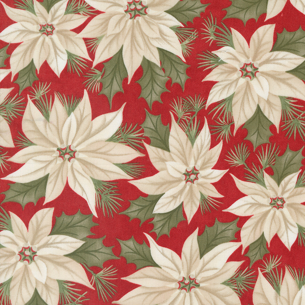 A Christmas Carol Quilt Fabric - Promising Poinsettia in Crimson Red - 44350 13