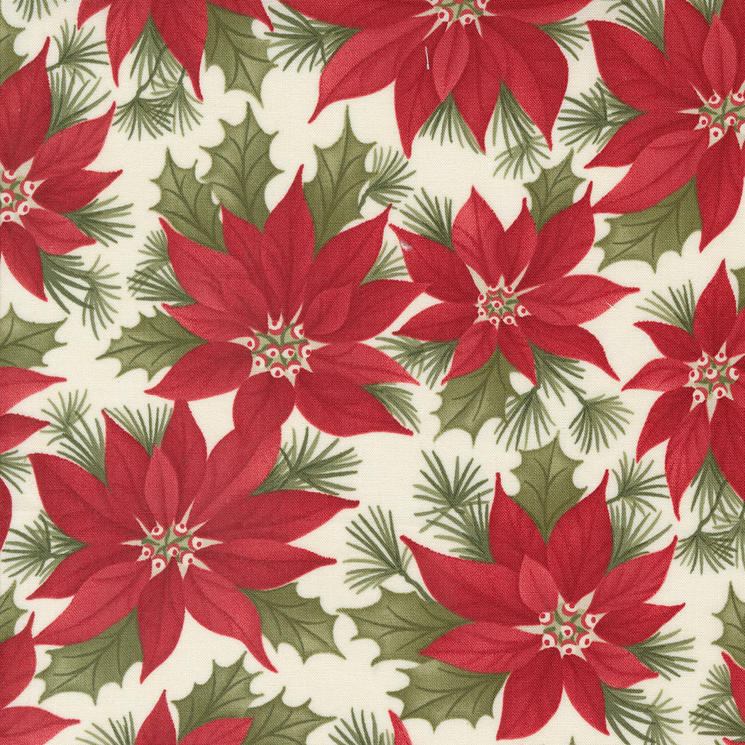 A Christmas Carol Quilt Fabric - Promising Poinsettia in Snowflake Multi - 44350 11