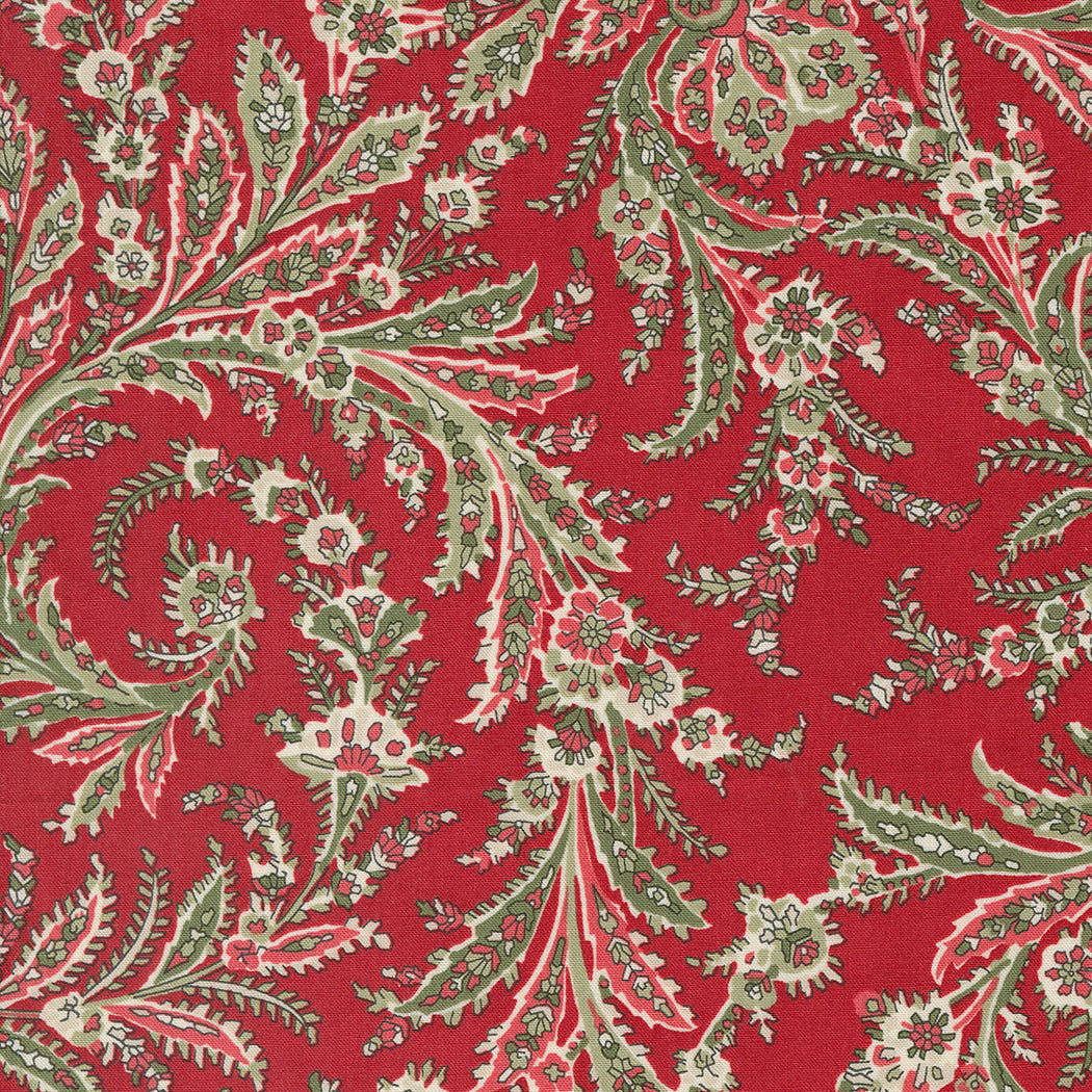 A Christmas Carol Quilt Fabric - Whispering Winds Paisley in Crimson Red - 44353 13