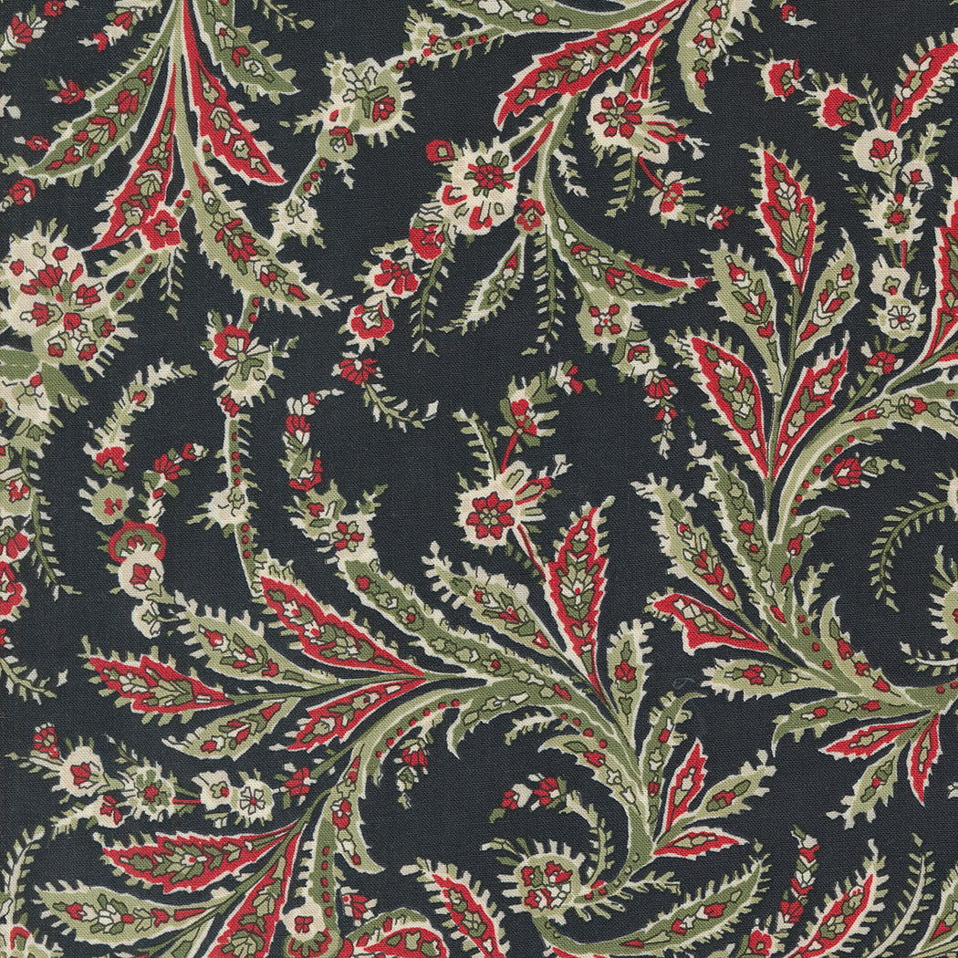 A Christmas Carol Quilt Fabric - Whispering Winds Paisley in Ebony Black - 44353 16