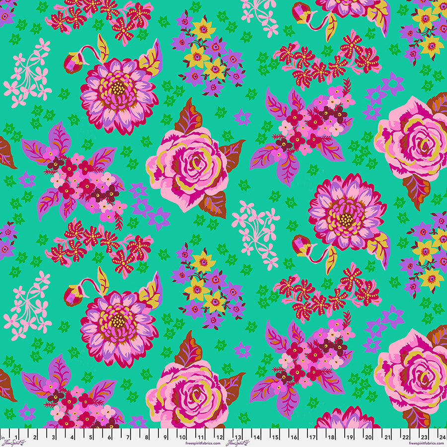 A Spring in Paris Quilt Fabric - Dream Large Floral in Grape Green/Multi - PWNL039.GRAPE