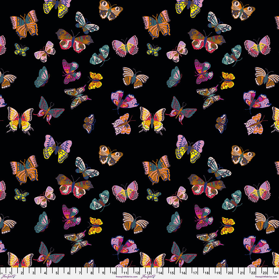 A Spring in Paris Quilt Fabric - Papillons (Butterflies) in Black - PWNL041.BLACK