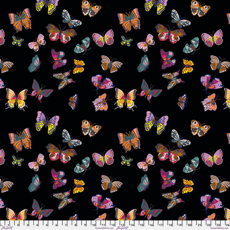 A Spring in Paris Quilt Fabric - Papillons (Butterflies) in Black - PWNL041.BLACK