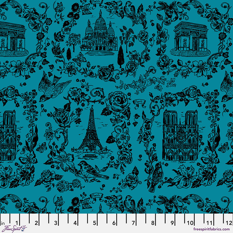 A Spring in Paris Quilt Fabric - Sightseeing Tonal in Azul Blue - PWNL043.AZUL