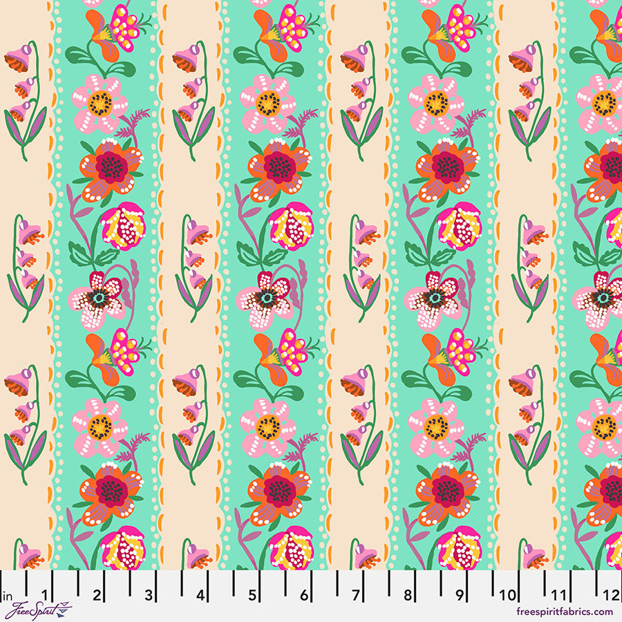 A Spring in Paris Quilt Fabric - Wallpaper in Aqua - PWNL047.AQUA