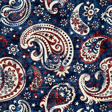 American Tapestry Quilt Fabric - Paisley in Navy Blue - 2600 30870 N