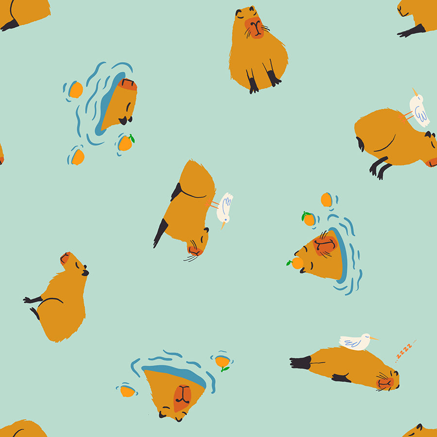 Animal Animal Quilt Fabric by Ruby Star Society - Capybara in Minty Aqua - RS5164 13