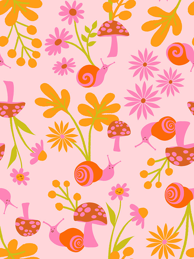 Animal Animal Quilt Fabric by Ruby Star Society - Snail Garden in Cotton Candy Pink - RS5163 13