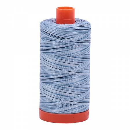 Aurifil 50 wt Cotton Thread, 1300m, Variegated Stonewash Blues - 4669