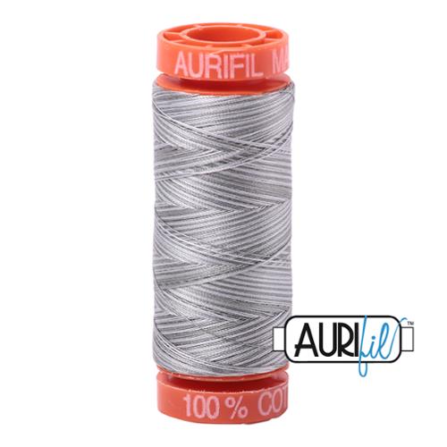 Aurifil 50 wt cotton thread, 200m, Variegated Silver Fox (4670)