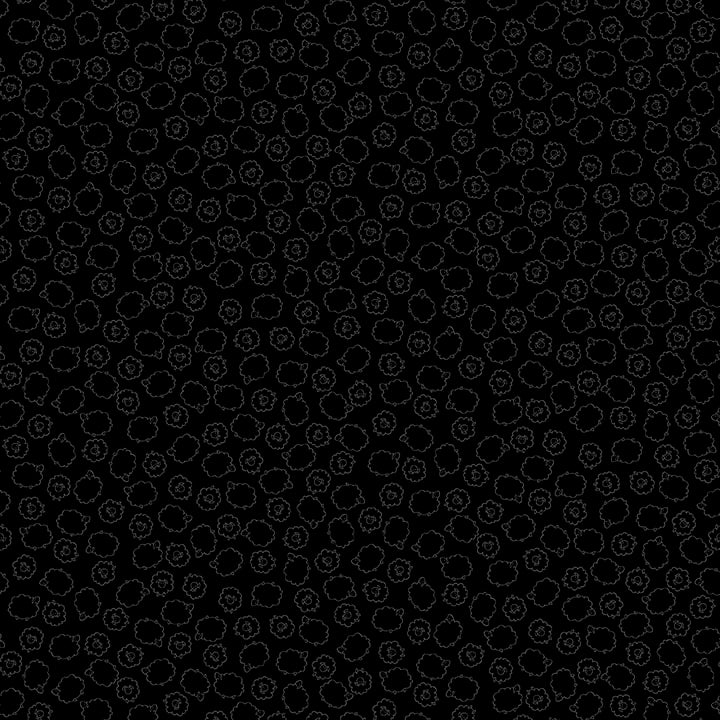 Back in Black Quilt Fabric - Black Sheep in Black - 1610-99B