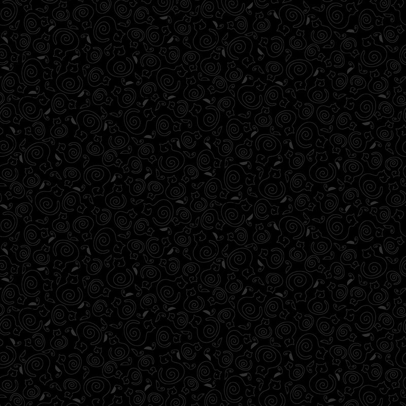 Back in Black Quilt Fabric - Cat and Mouse in Black - 1611-99B