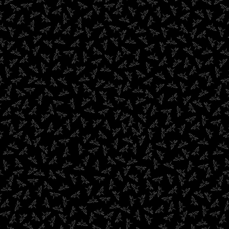 Back in Black Quilt Fabric - Dragonfly in Black - 1614-99B