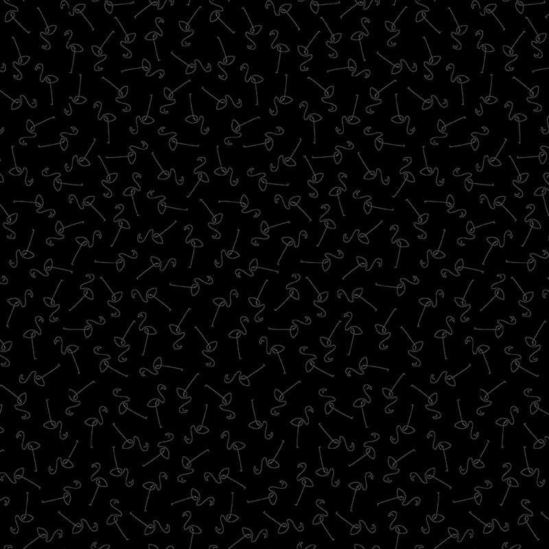 Back in Black Quilt Fabric - Flamingo in Black - 1616-99B