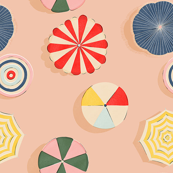 Beach Day Quilt Fabric - Umbrellas in Peach - 12023119