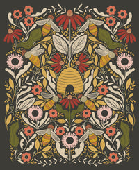 Bee Garden Quilt Fabric - Bee Garden Panel in Black - 48418 21M - SOLD AS A 36" PANEL