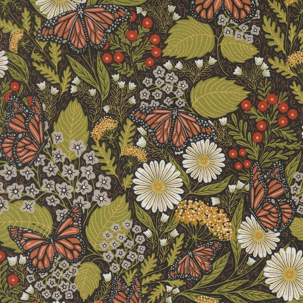 Bee Garden Quilt Fabric - Summer Butterfly in Black - 48412 21M