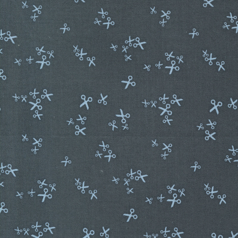 Bluish Quilt Fabric - Pins and Buttons in Charcoal Gray - 1825 17