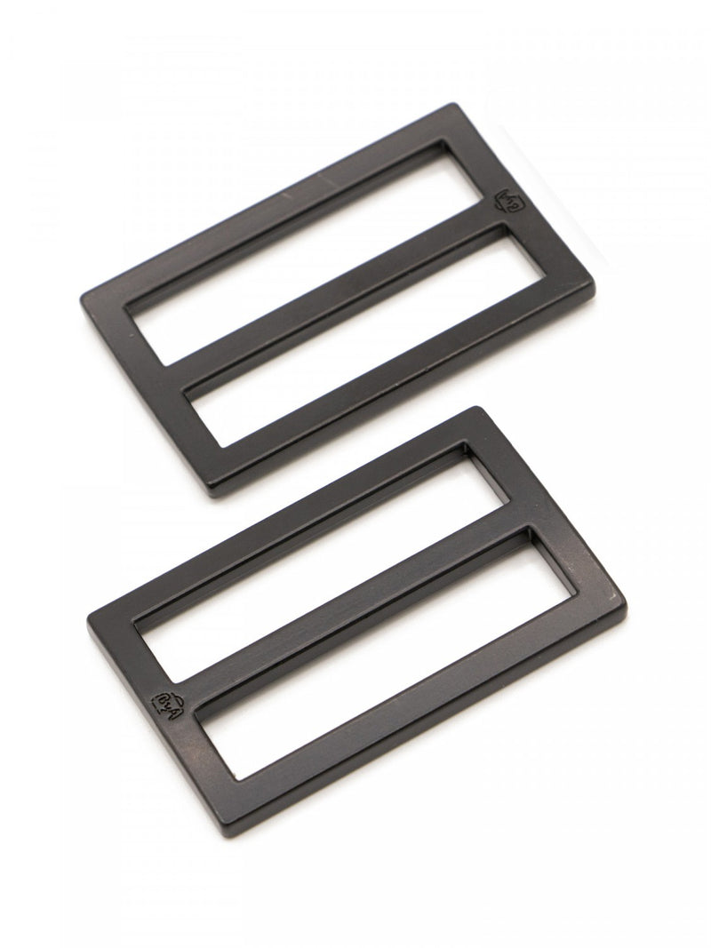 By Annie Bag Hardware - 1 1/2" Slider, Widemouth, Flat, set of two, Black Metal - HAR1.5-SL-BM-TWO