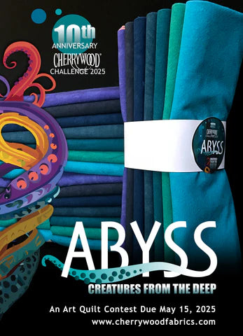 Cherrywood Hand Dyed Fabrics - Abyss Challenge Half Yard Bundle - 6 Half Yards plus "Droplets"